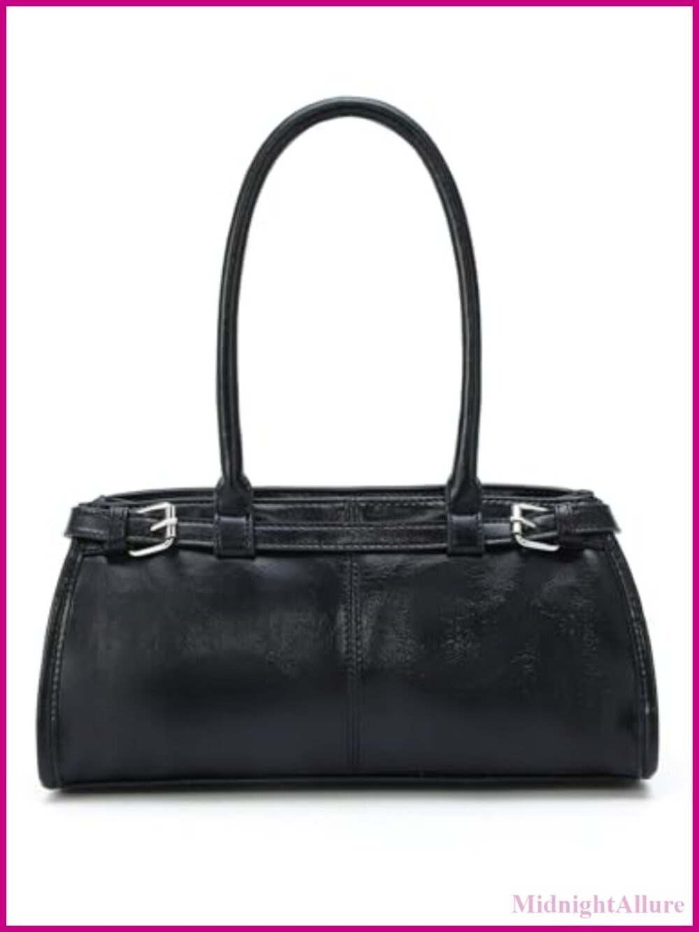 Vegan Leather Baguette Shoulder Bag Chic East-West Zipper Work Everyday